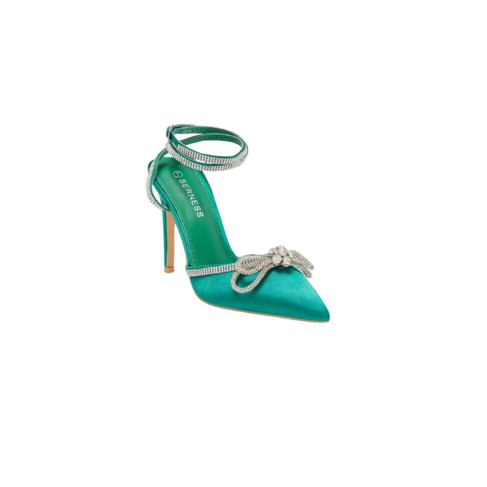 Paris Satin Ankle Strap Pump in Green 🧚‍♀️